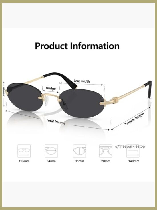 Metal Frame Rimless Narrow Oval Sunglasses UV400 Protection main image 6